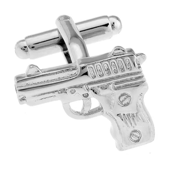 Gun Pistol Copper Metal Cuff Links - Picture 3 of 7